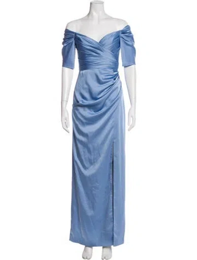 Pre-owned Theia Off-the-shoulder Long Dress W/ Tags In Blue