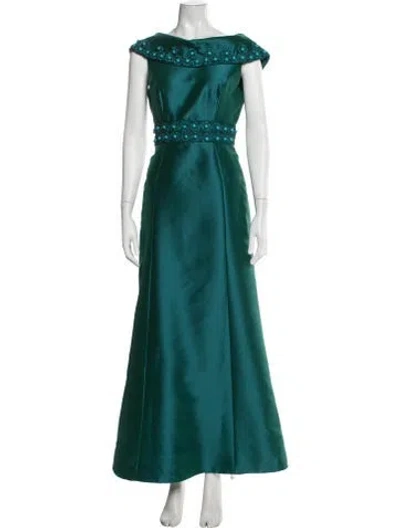 Pre-owned Theia Off-the-shoulder Long Dress W/ Tags In Green