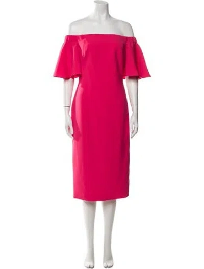 Pre-owned Theia Off-the-shoulder Midi Length Dress W/ Tags In Pink