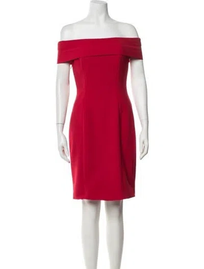Pre-owned Theia Off-the-shoulder Mini Dress In Red