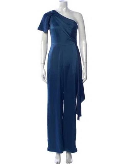 Pre-owned Theia One-shoulder Jumpsuit In Blue