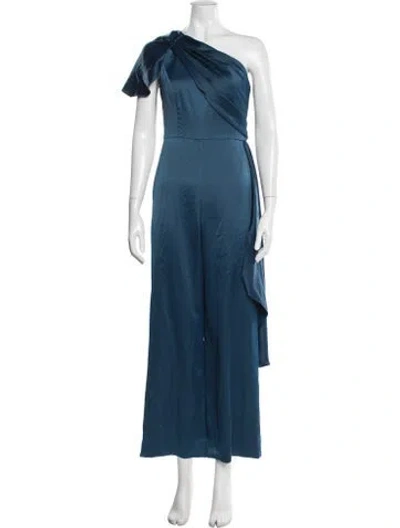 Pre-owned Theia One-shoulder Jumpsuit In Blue