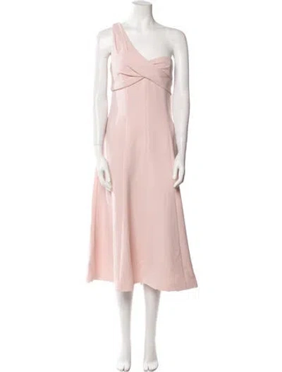Pre-owned Theia One-shoulder Long Dress In Pink