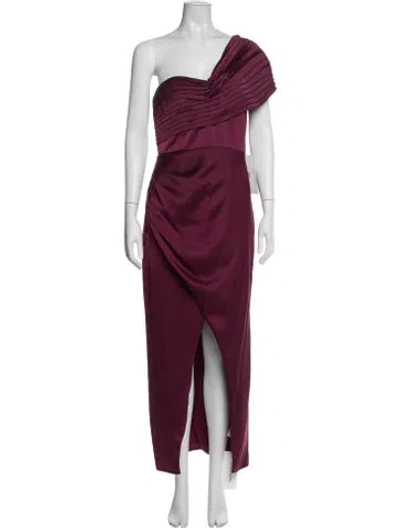 Pre-owned Theia One-shoulder Long Dress In Red
