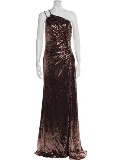 Pre-owned Theia One-shoulder Long Dress W/ Tags In Brown