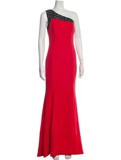 Pre-owned Theia One-shoulder Long Dress W/ Tags In Red