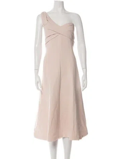 Pre-owned Theia One-shoulder Midi Length Dress In Neutrals