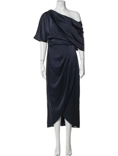 Pre-owned Theia One-shoulder Midi Length Dress W/ Tags In Blue