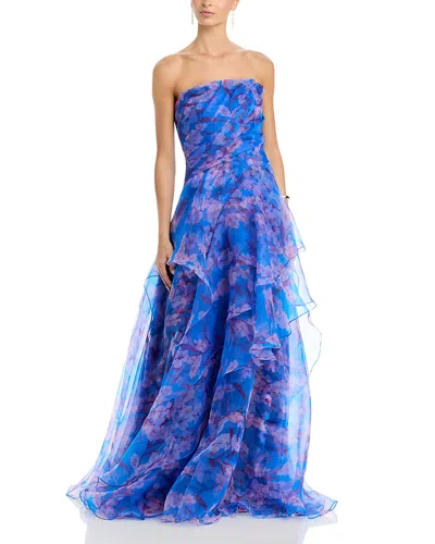Theia Orelia Organza Gown In Blue