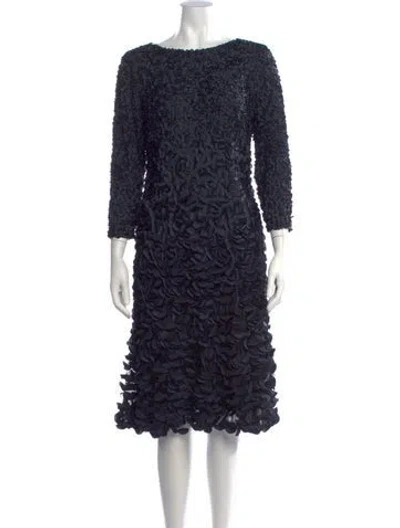 Pre-owned Theia Patterned Knee-length Dress In Black