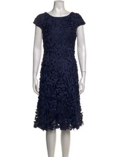 Pre-owned Theia Patterned Knee-length Dress In Blue