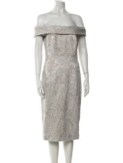 Pre-owned Theia Patterned Knee-length Dress In Neutrals