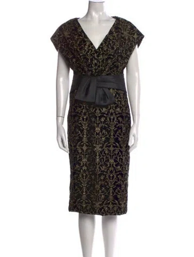 Pre-owned Theia Patterned Knee-length Dress W/ Tags In Black