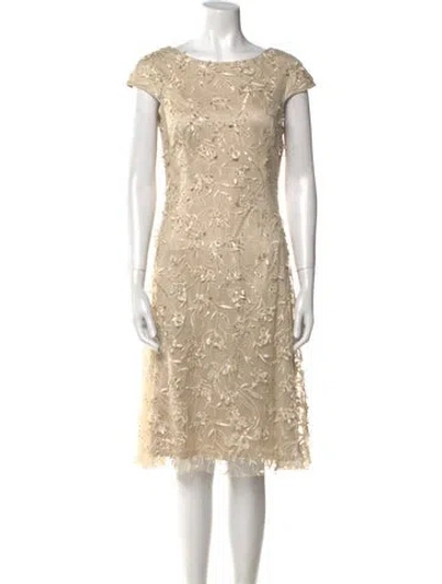 Pre-owned Theia Patterned Knee-length Dress W/ Tags In Neutral