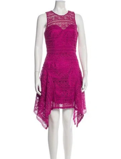 Pre-owned Theia Patterned Midi Length Dress In Pink