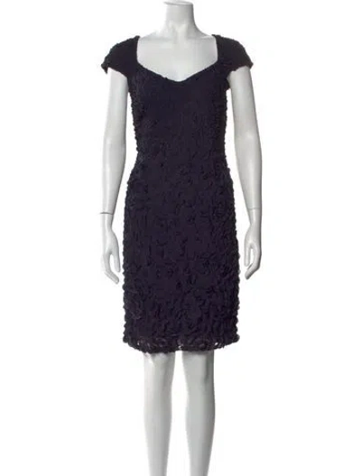 Pre-owned Theia Patterned Mini Dress In Blue