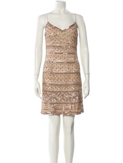 Pre-owned Theia Patterned Mini Dress In Multi