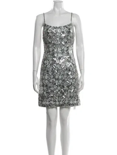 Pre-owned Theia Patterned Mini Dress In Multicolor