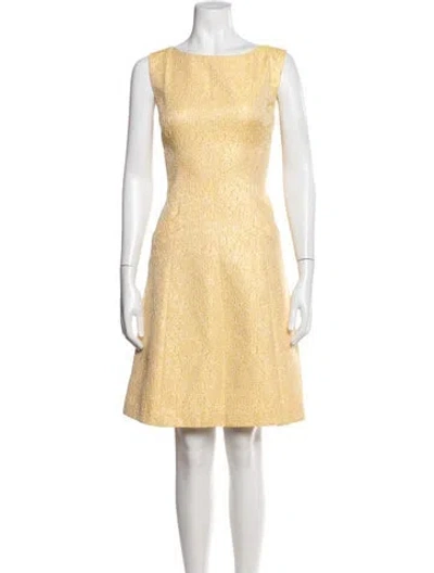 Pre-owned Theia Patterned Mini Dress In Yellow