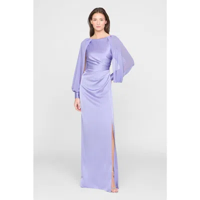 Theia Penelope Satin Column Dress In Purple