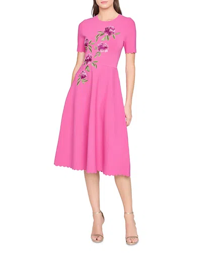 Theia Petunia Knit Midi Dress In Multi