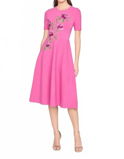 Theia Petunia Knit Midi Dress In Sunlit Pink In Multi