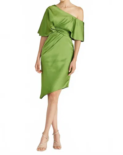 Theia Polly Satin Cocktail Dress In Paradise Green