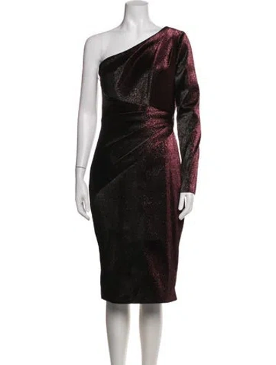 Pre-owned Theia Printed Knee-length Dress In Burgundy