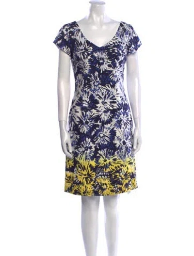 Pre-owned Theia Printed Knee-length Dress In Multi