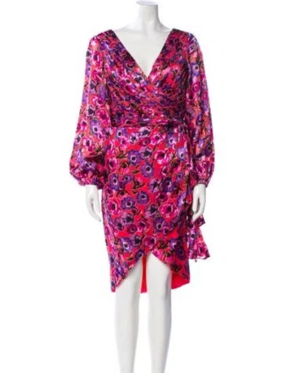 Pre-owned Theia Printed Knee-length Dress In Multi