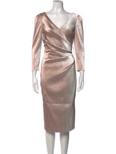 Pre-owned Theia Printed Knee-length Dress W/ Tags In Metallic