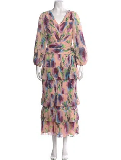 Pre-owned Theia Printed Long Dress