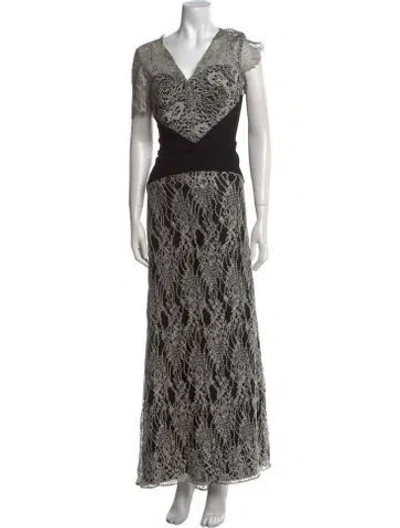 Pre-owned Theia Printed Long Dress In Multi