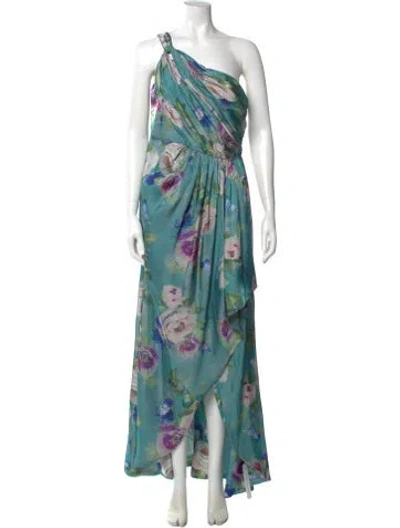 Pre-owned Theia Printed Long Dress In Multi
