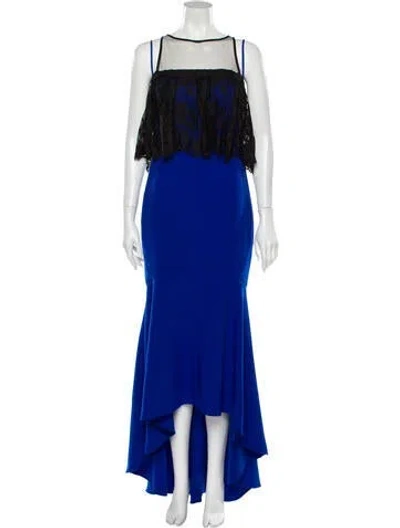 Pre-owned Theia Printed Long Dress W/ Tags In Blue