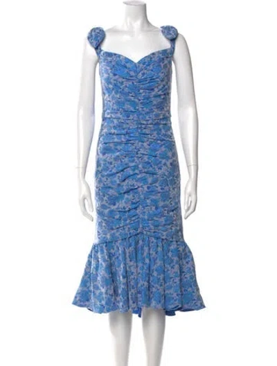 Pre-owned Theia Printed Midi Length Dress