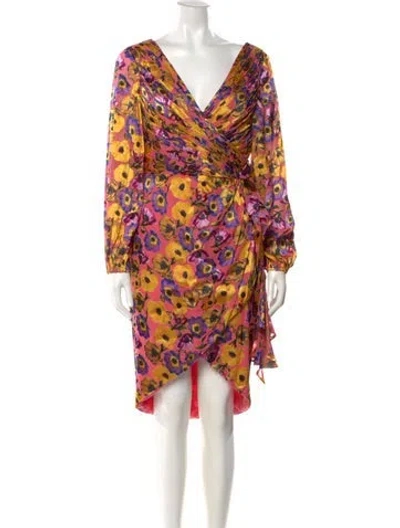 Pre-owned Theia Printed Midi Length Dress In Multi