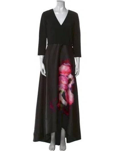 Pre-owned Theia Printed Mini Dress In Black