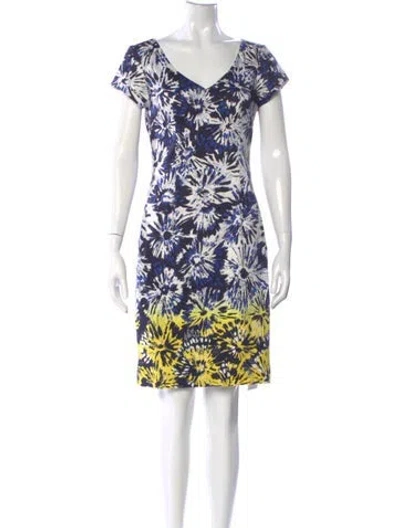 Pre-owned Theia Printed Mini Dress In Multi