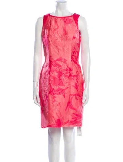 Pre-owned Theia Printed Mini Dress In Pink