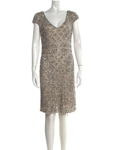 Pre-owned Theia Printed Mini Dress W/ Tags In Neutrals
