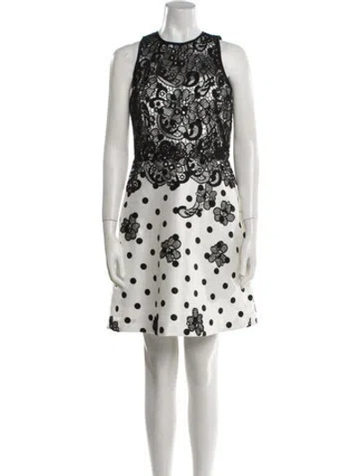 Pre-owned Theia Printed Mini Dress In White