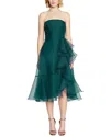 Theia Rachel Strapless Draped Dress In Multi