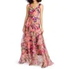 Theia Raisa Womens Ruffled Polyester Evening Dress