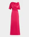 Theia Remi Draped One-shoulder Gown