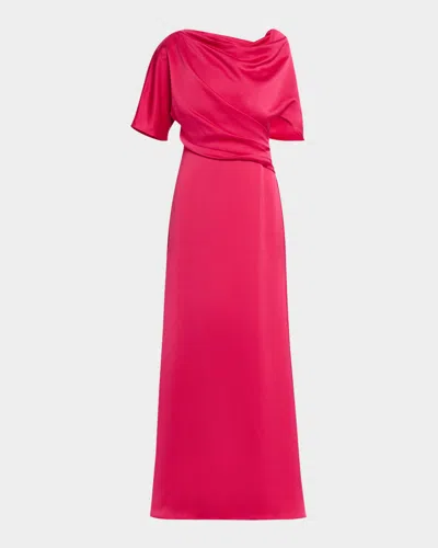Theia Remi Draped One-shoulder Gown