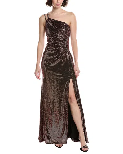 Theia Roxanne One-shoulder Gown In Black