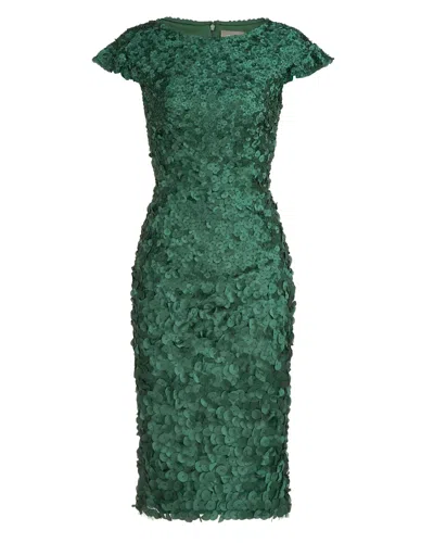 Theia Ruffle Sleeve Petal Cocktail Dress In Pine In Green