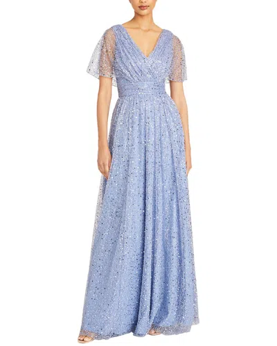 Theia Sabine V-neck Beaded Gown In Purple