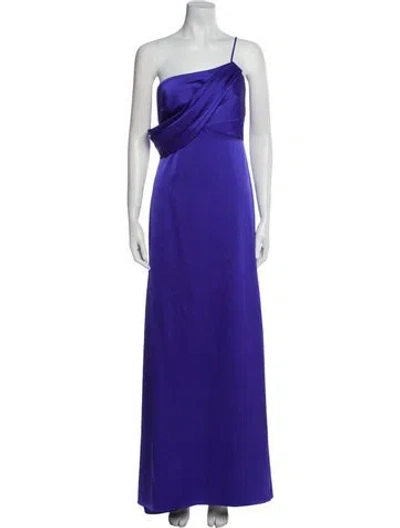 Pre-owned Theia Satin Long Dress W/ Tags In Purple